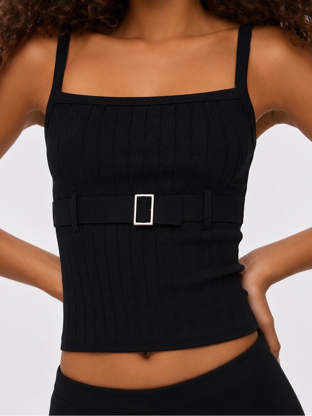 Silence + Noise NWT black buckle tank, small